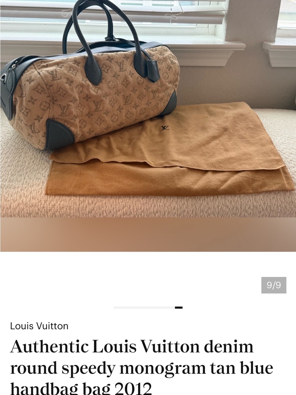 Authentic Louis Vuitton denim round speedy monogram tan blue handbag bag 2012